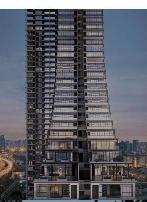 Khaya Residences tower facade with large-format glazing and private balconies