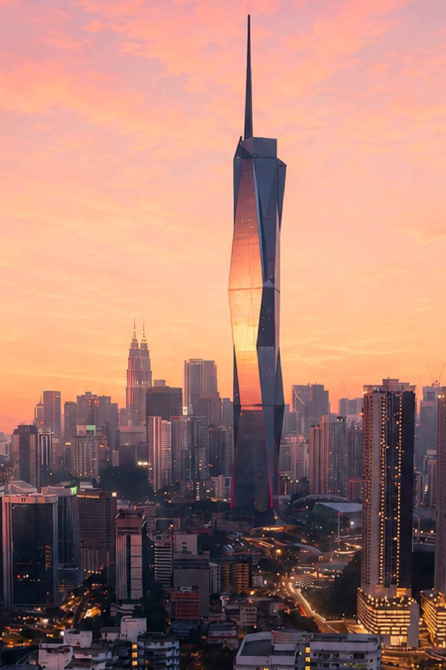Merdeka 118 and the Kuala Lumpur skyline at dusk