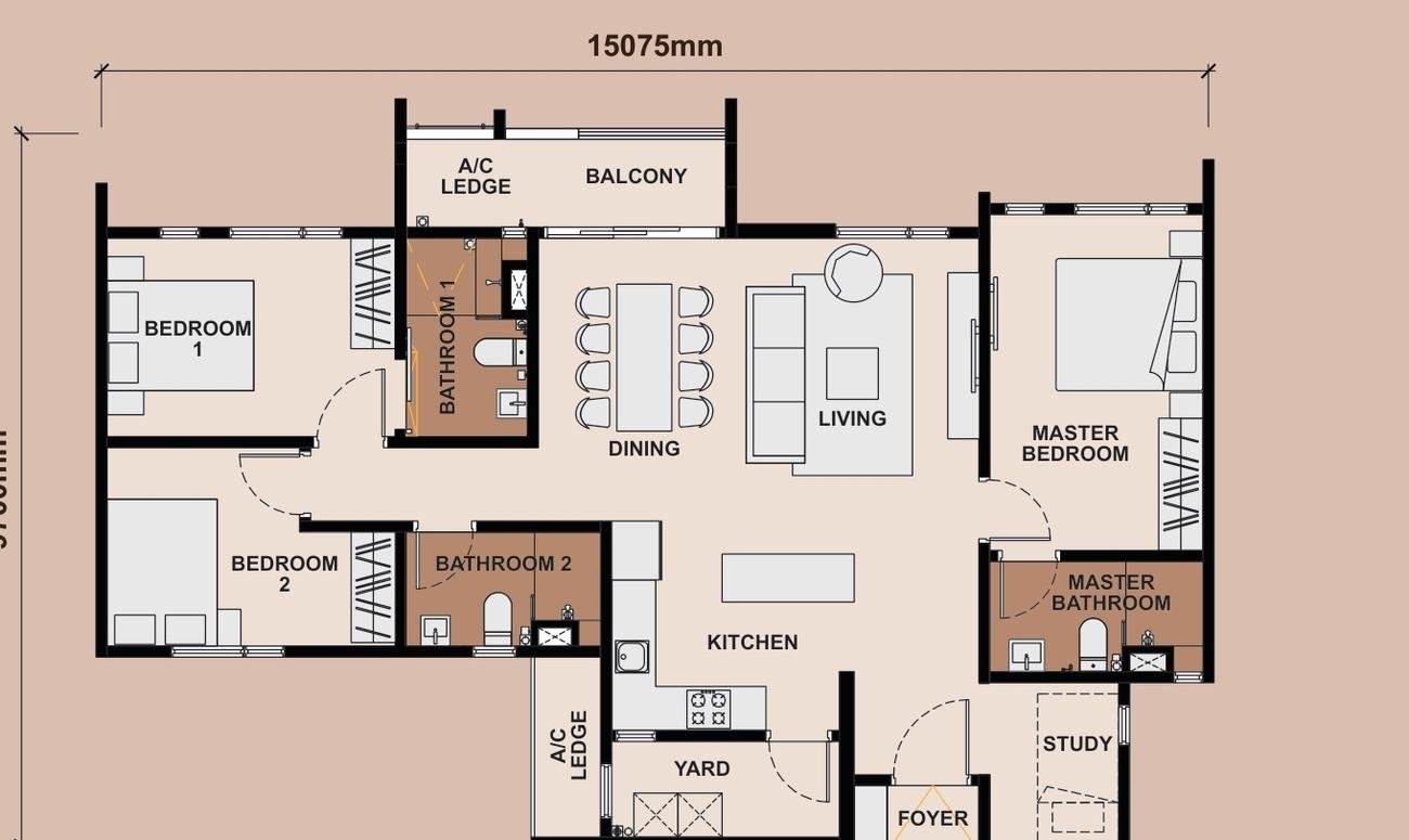 Floor plan of Type C1