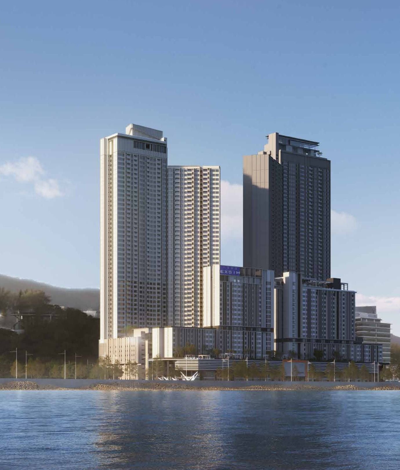 Artist's impression of The Capehauz towers rising above the Penang waterfront