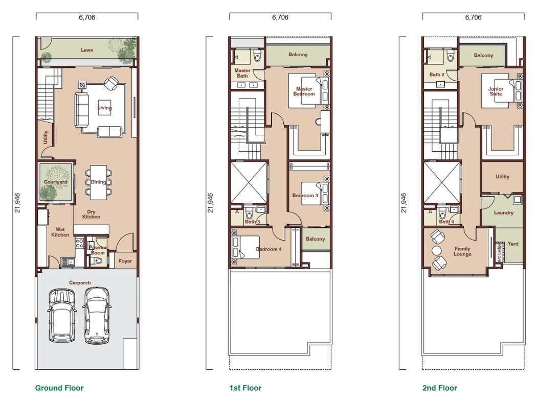 Floor plan of Parkhomes Type A1, 3,150 sq ft